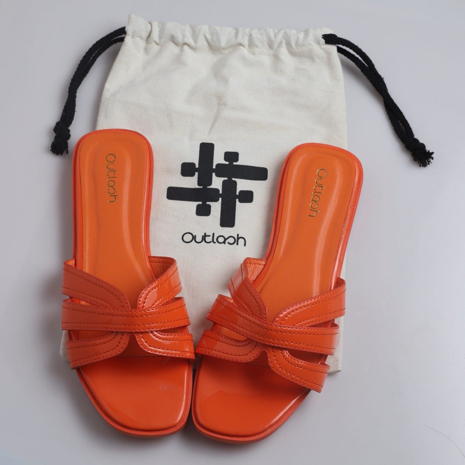 Chic Leather Slides in Orange