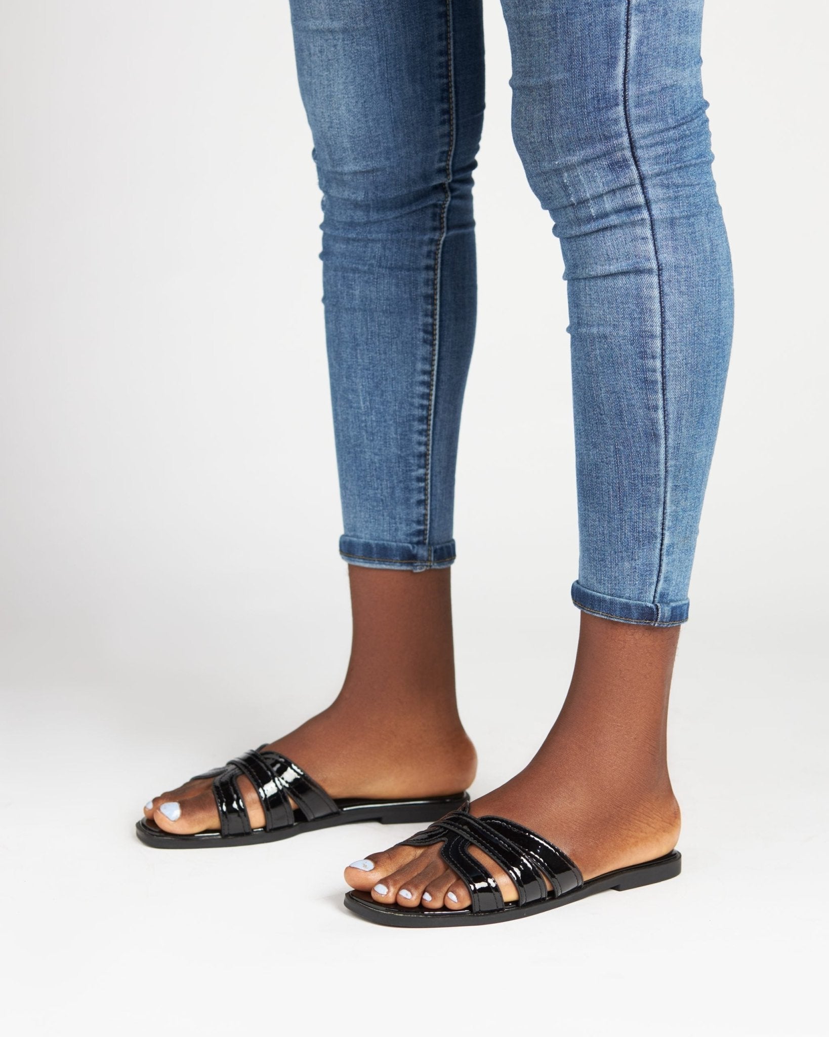 Chic Leather Slides in Black - Outlash brand