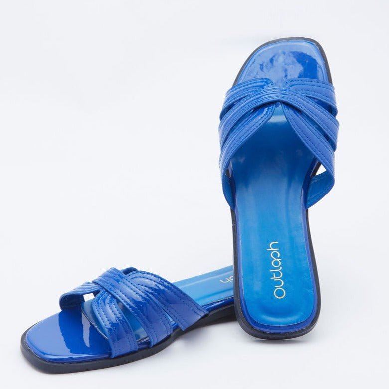 Chic Leather Slides in Blue - Outlash brand