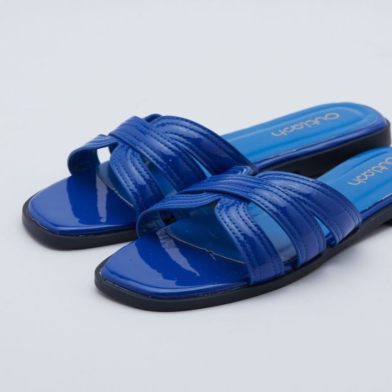 Chic Leather Slides in Blue - Outlash brand
