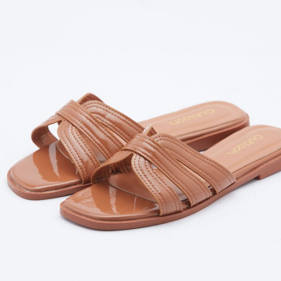 Chic Leather Slides in Brown - Outlash brand
