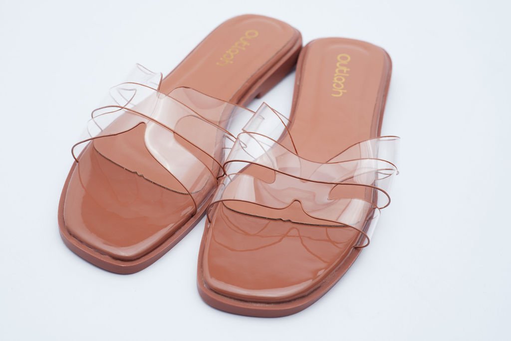 Chic Leather Slides in Clear PVC - Outlash brand