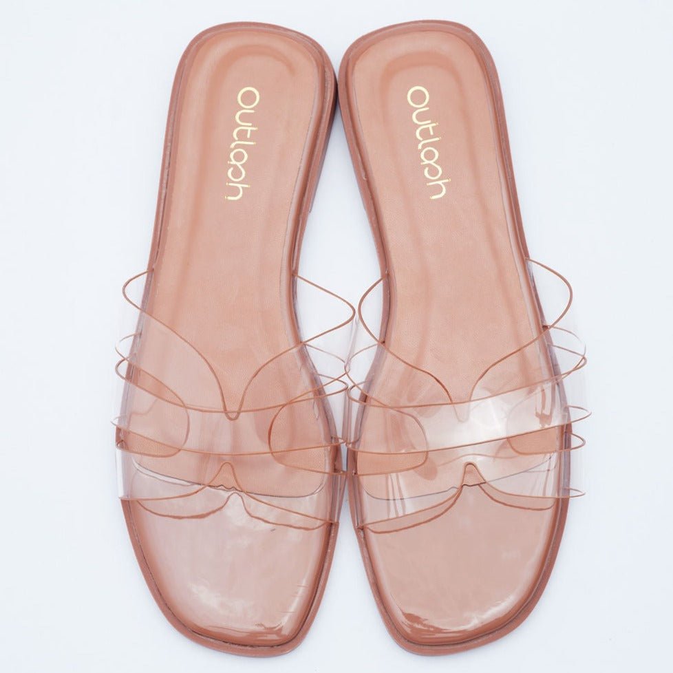 Chic Leather Slides in Clear PVC - Outlash brand