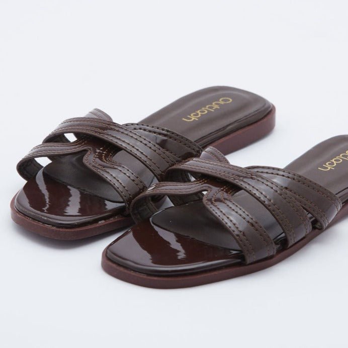 Chic Leather Slides in Coffee - Outlash brand