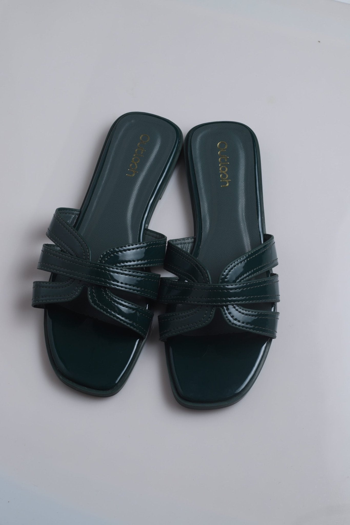 Chic Leather Slides in Emerald - Outlash brand