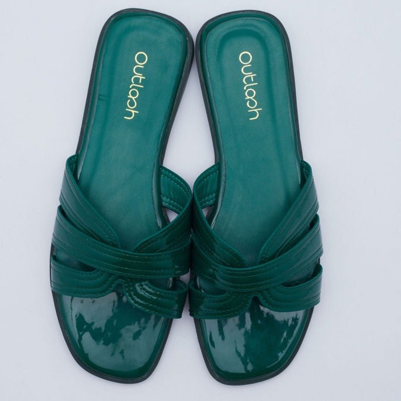 Chic Leather Slides in Emerald - Outlash brand