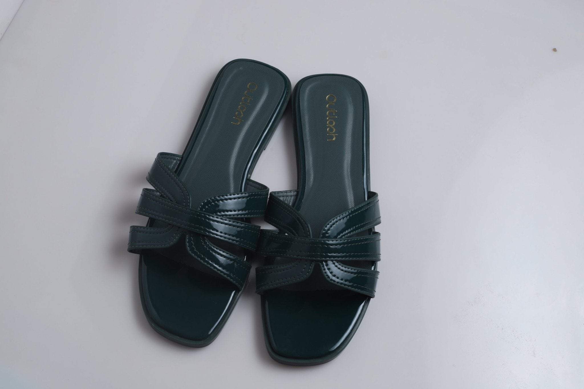 Chic Leather Slides in Emerald - Outlash brand