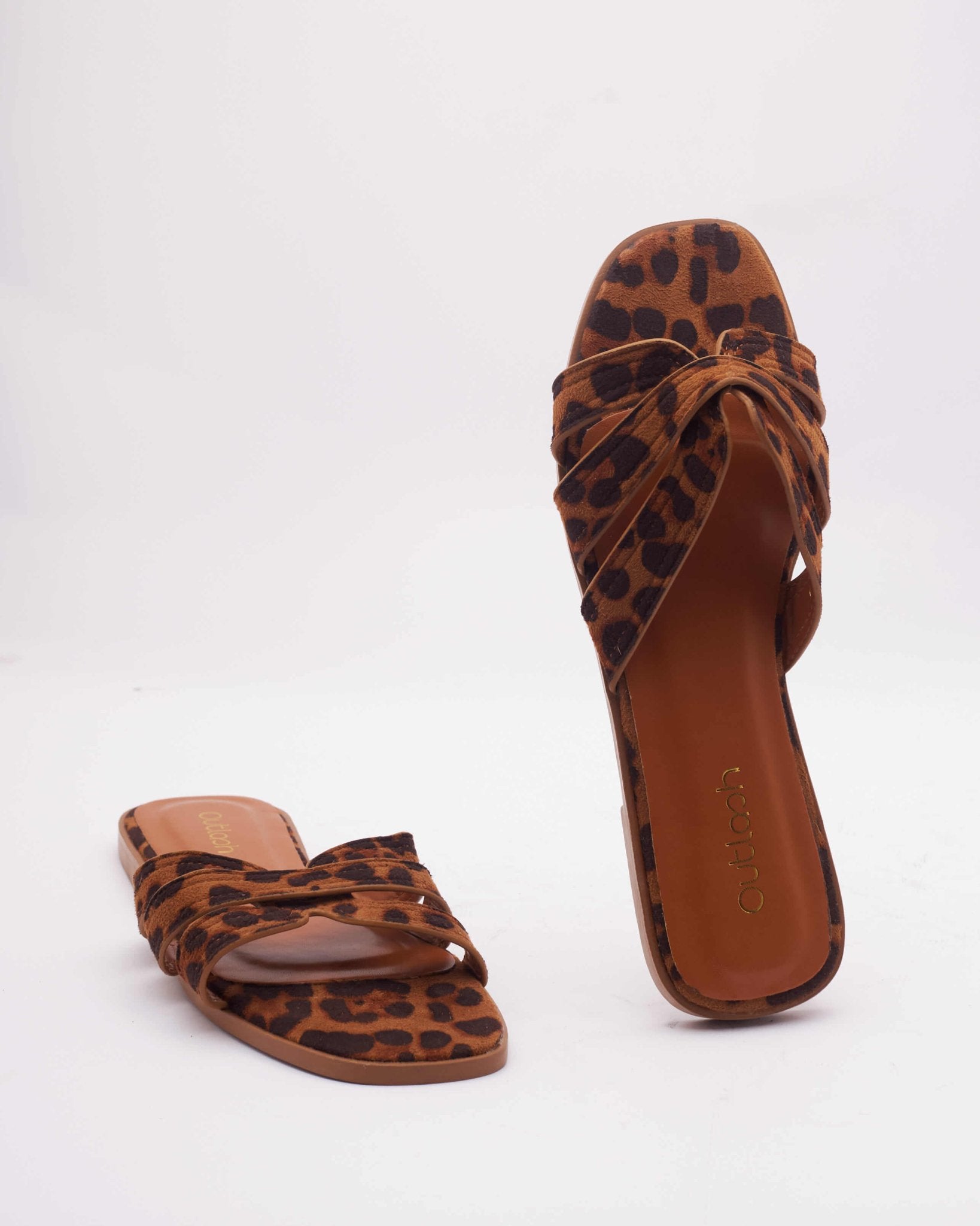 Chic Leather Slides in Leopard - Outlash brand