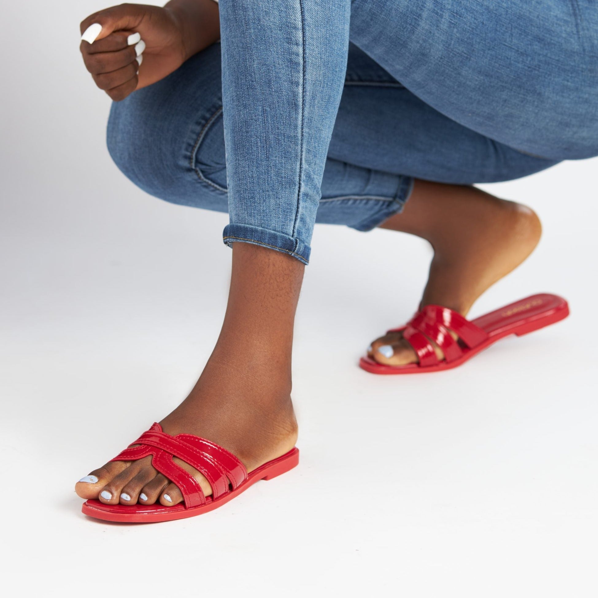 Chic Leather Slides in Red - Outlash brand