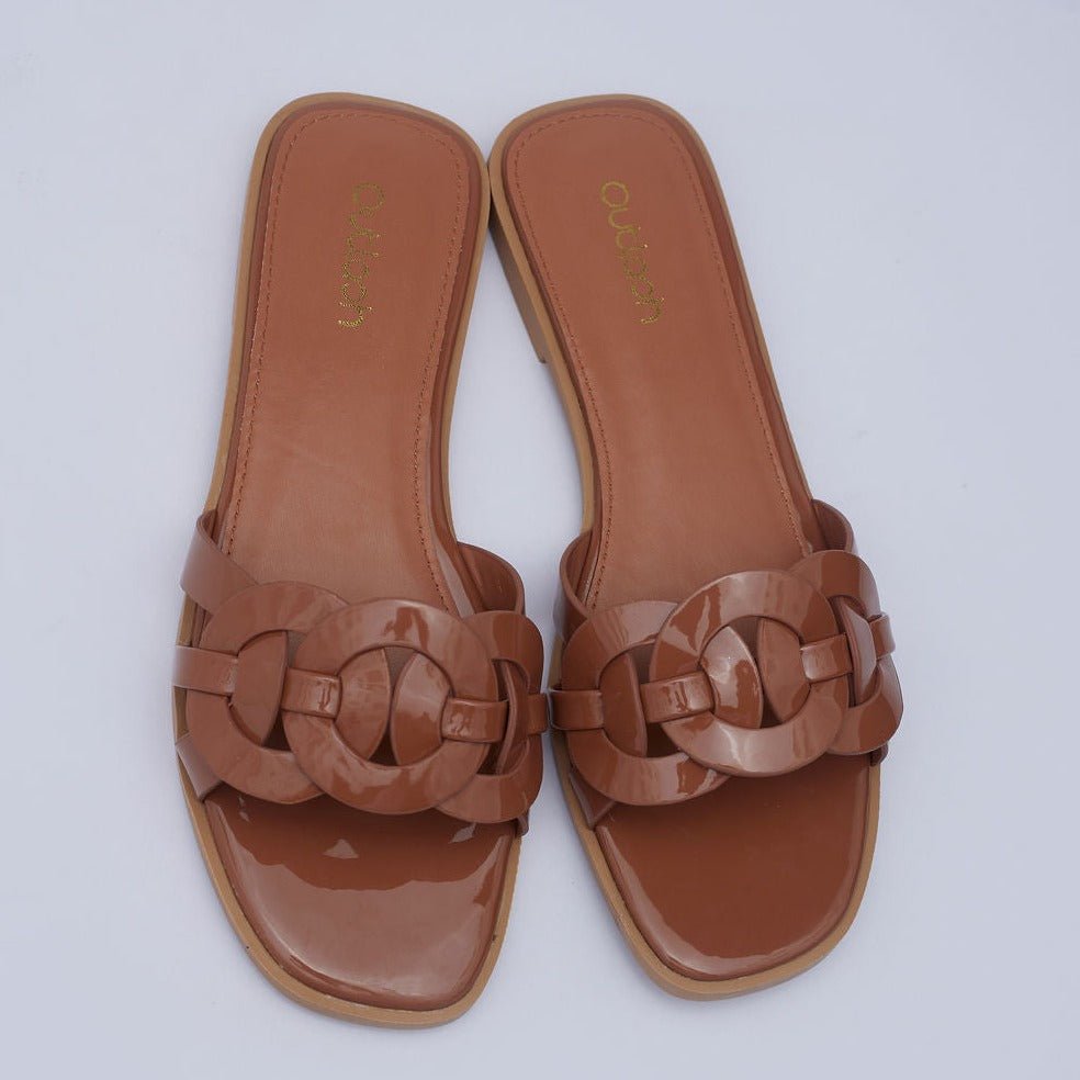 Mine glossy slides in brown - Outlash brand