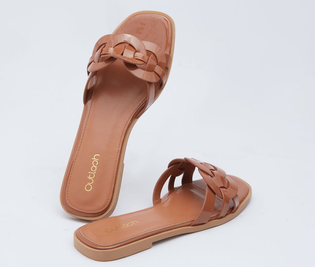 Mine glossy slides in brown - Outlash brand