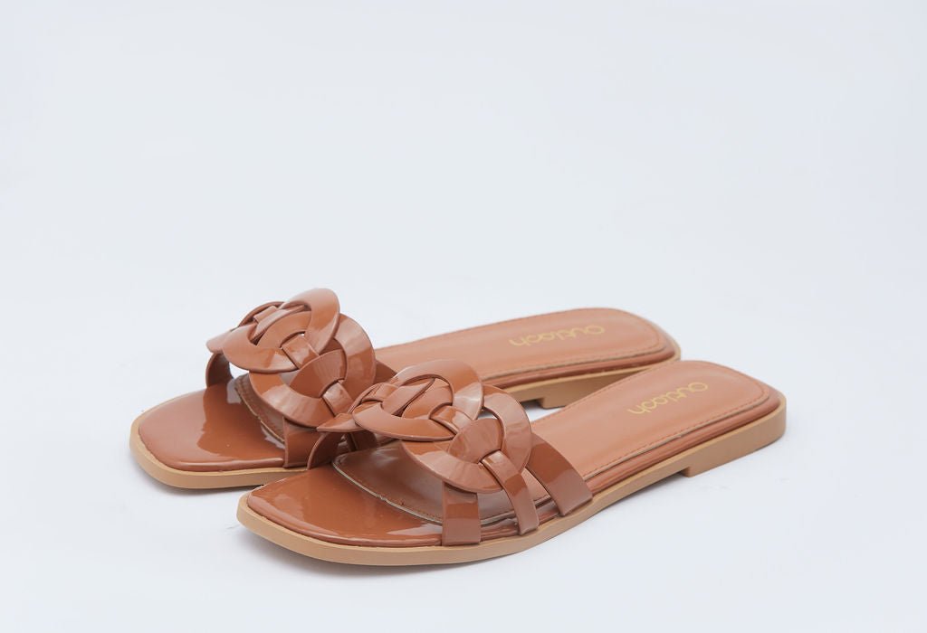 Mine glossy slides in brown - Outlash brand