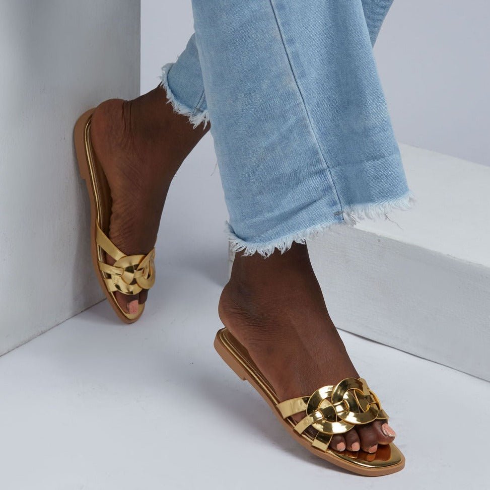 Mine glossy slides in gold - Outlash brand