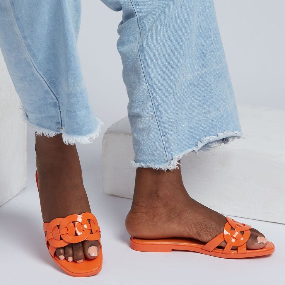 Mine glossy slides in orange - Outlash brand