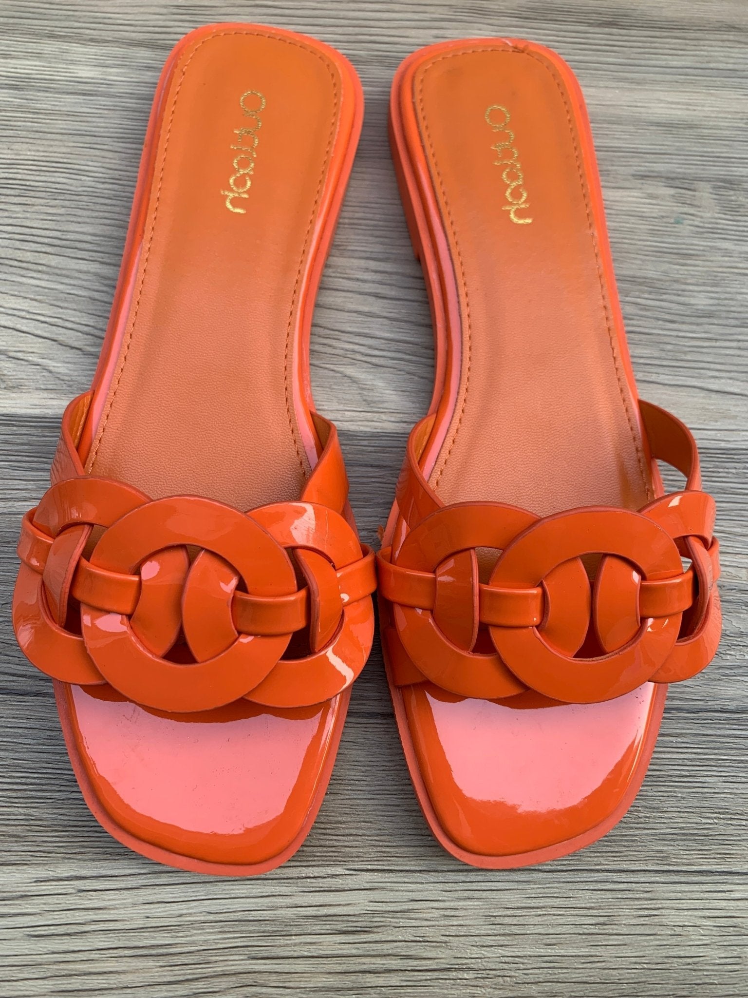 Mine glossy slides in orange - Outlash brand