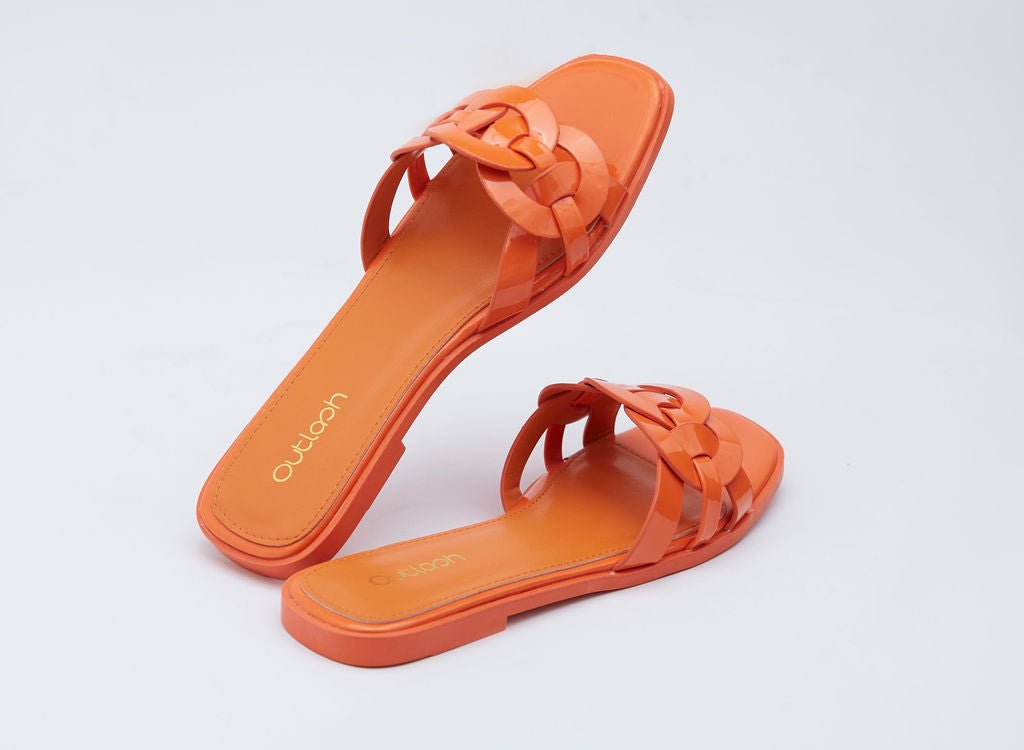 Mine glossy slides in orange - Outlash brand